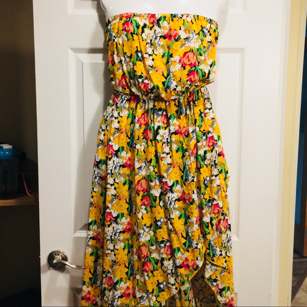 Strapless summer spring floral dress